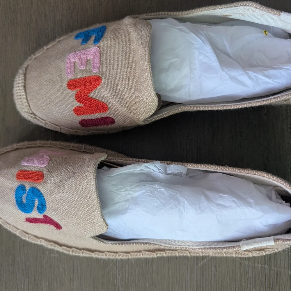 New Anthropologie Soludos Feminist embroidered Slip Ons Size 7 - Picture 6 of 7